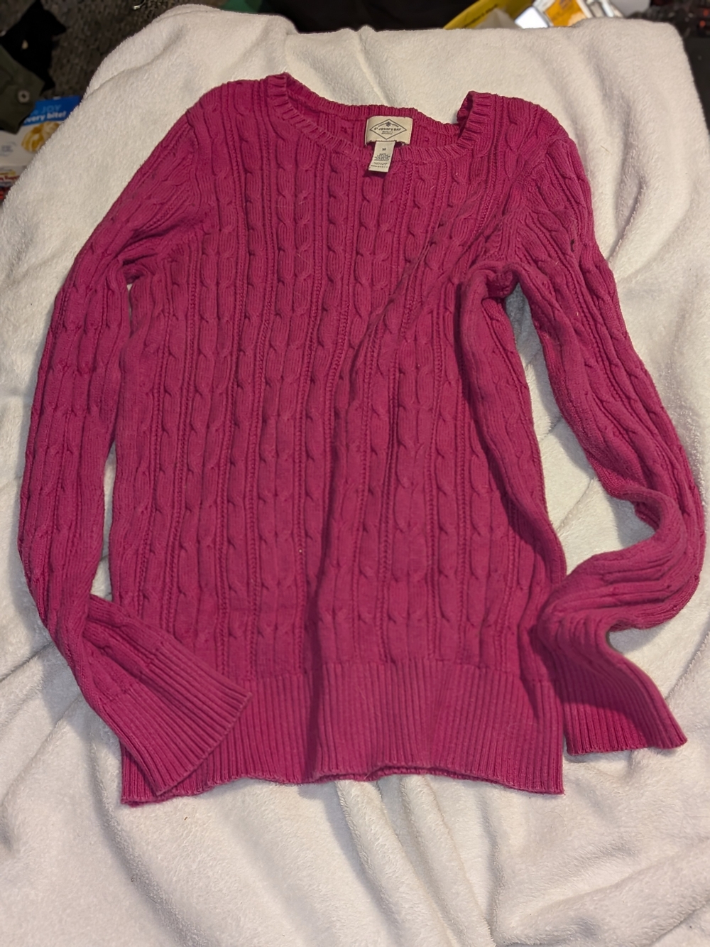 St. John's Bay Cable Knit Crew Sweater - Fuchsia Pink